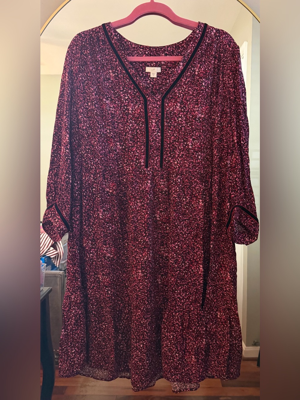 J. Jill XL Pink & Black Tunic Dress